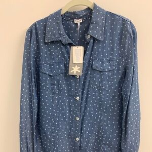 NWT Splendid Ditsy Polka Dot Chambray Button Down